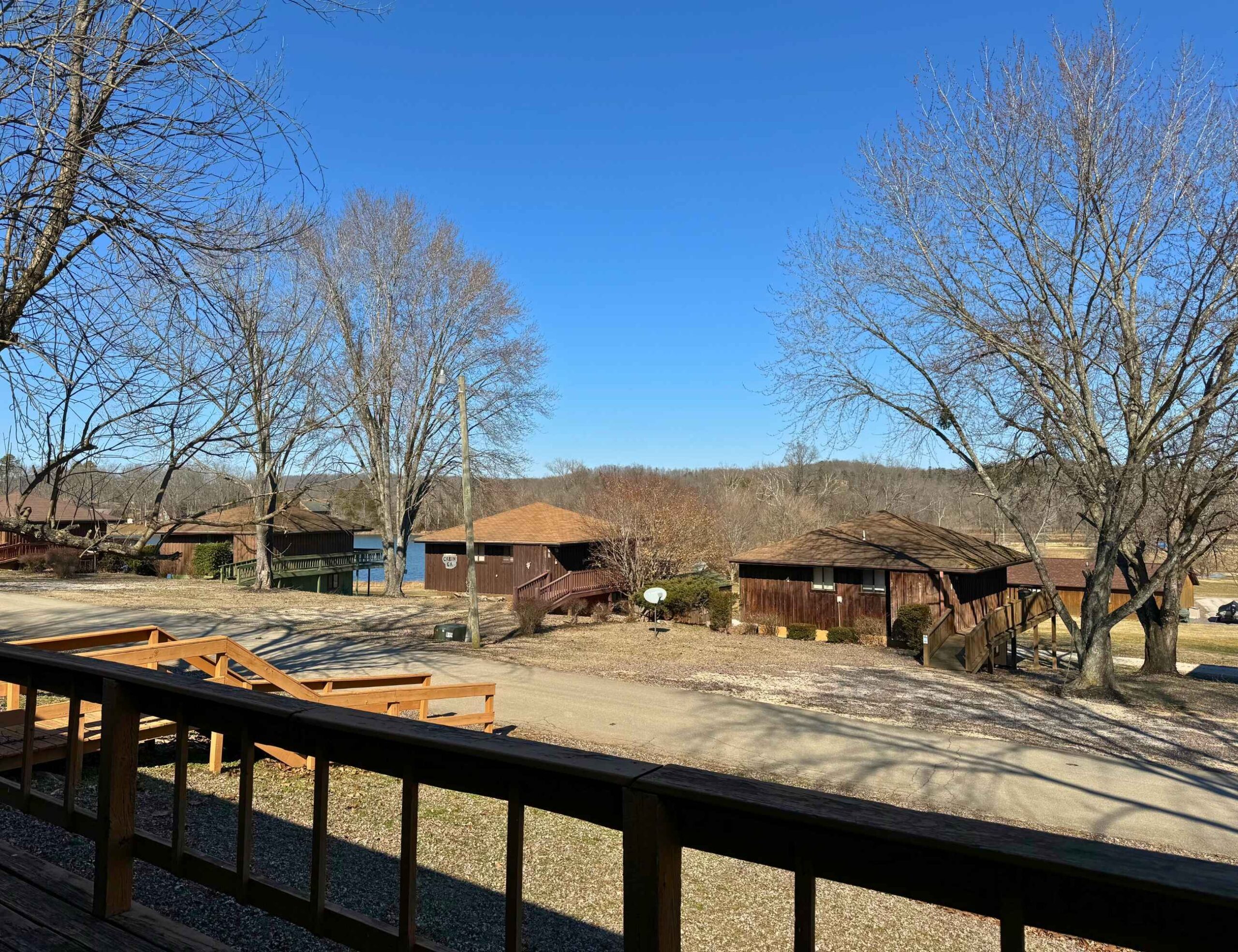 Stay Current River eight person cabin deck in Van Buren, Missouri.
