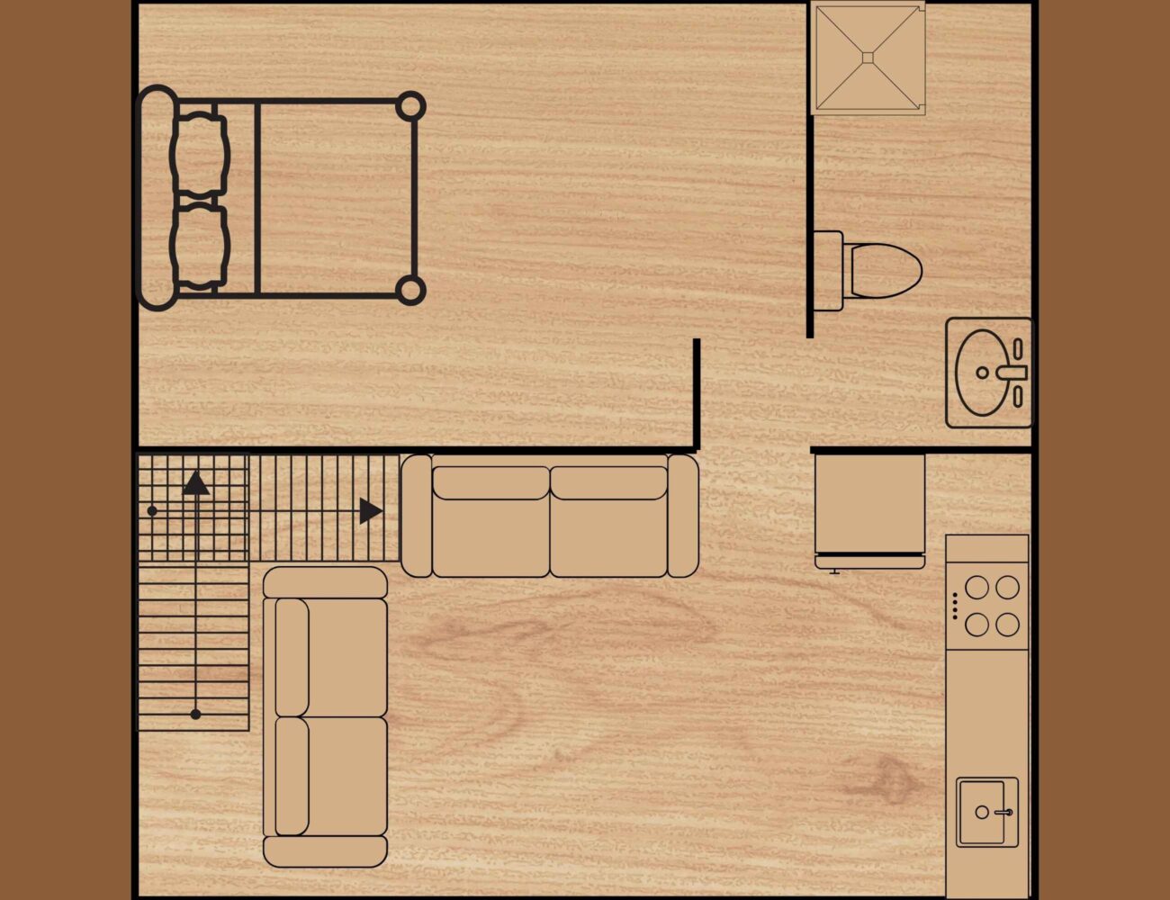 Stay Current River Group Cabin 16 upstairs floorplan in Van Buren, Missouri.